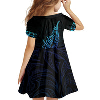 Aotearoa New Zealand Family Matching Off Shoulder Short Dress and Hawaiian Shirt Koru Fern Blue Gradient