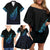 Aotearoa New Zealand Family Matching Off Shoulder Short Dress and Hawaiian Shirt Koru Fern Blue Gradient