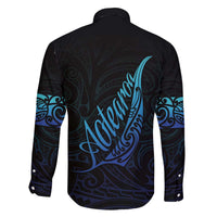 Aotearoa New Zealand Family Matching Off Shoulder Short Dress and Hawaiian Shirt Koru Fern Blue Gradient