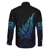 Aotearoa New Zealand Family Matching Puletasi and Hawaiian Shirt Koru Fern Blue Gradient
