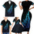 Aotearoa New Zealand Family Matching Short Sleeve Bodycon Dress and Hawaiian Shirt Koru Fern Blue Gradient