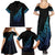 Aotearoa New Zealand Family Matching Summer Maxi Dress and Hawaiian Shirt Koru Fern Blue Gradient