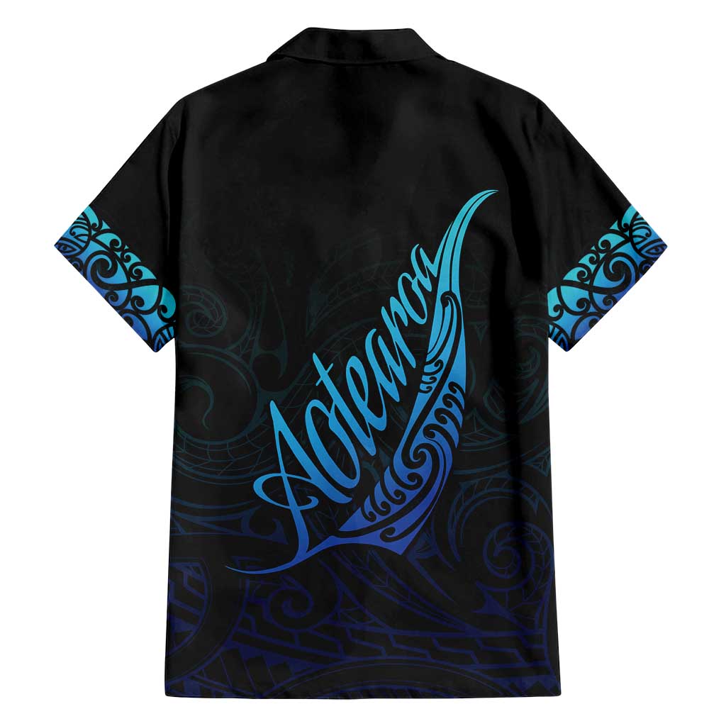 Aotearoa New Zealand Family Matching Tank Maxi Dress and Hawaiian Shirt Koru Fern Blue Gradient LT05 - Polynesian Pride