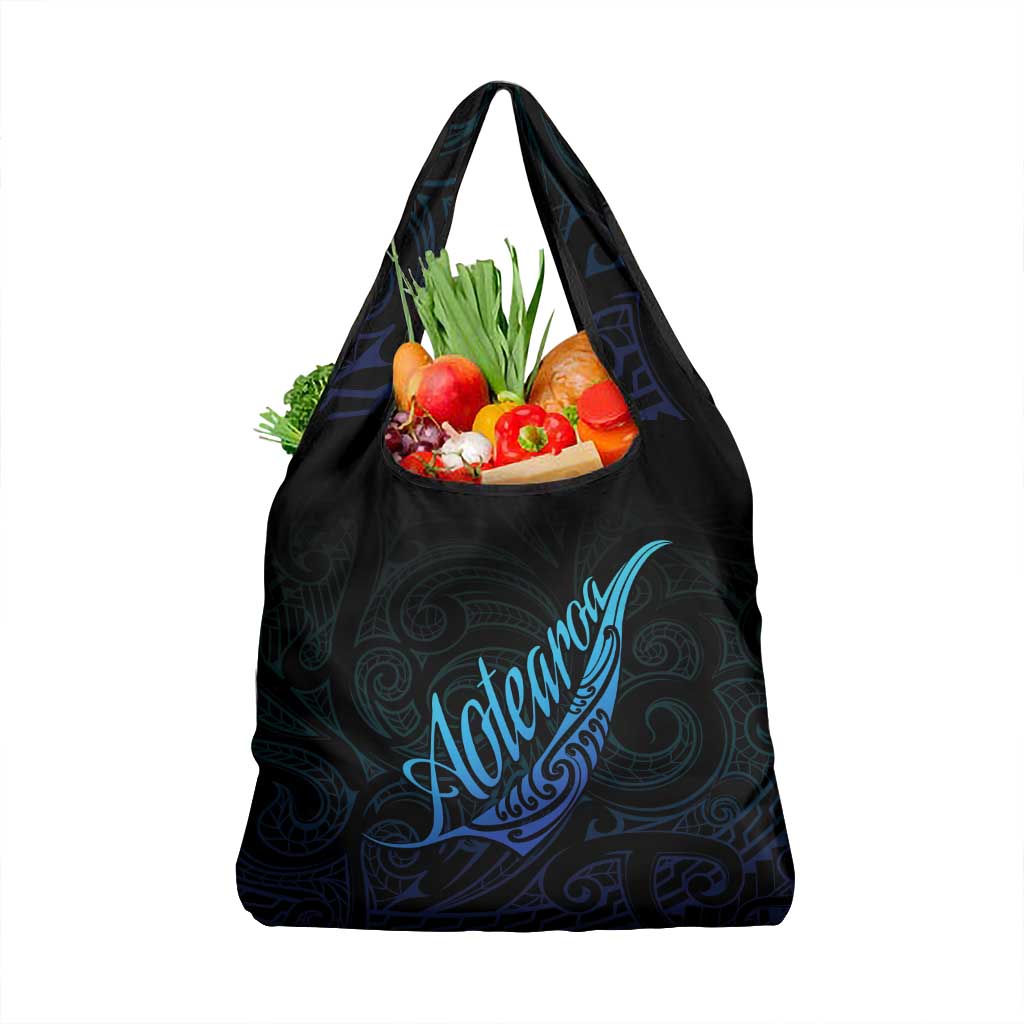 Aotearoa New Zealand Grocery Bag Koru Fern Blue Gradient LT05 1-pack One Size Blue - Polynesian Pride