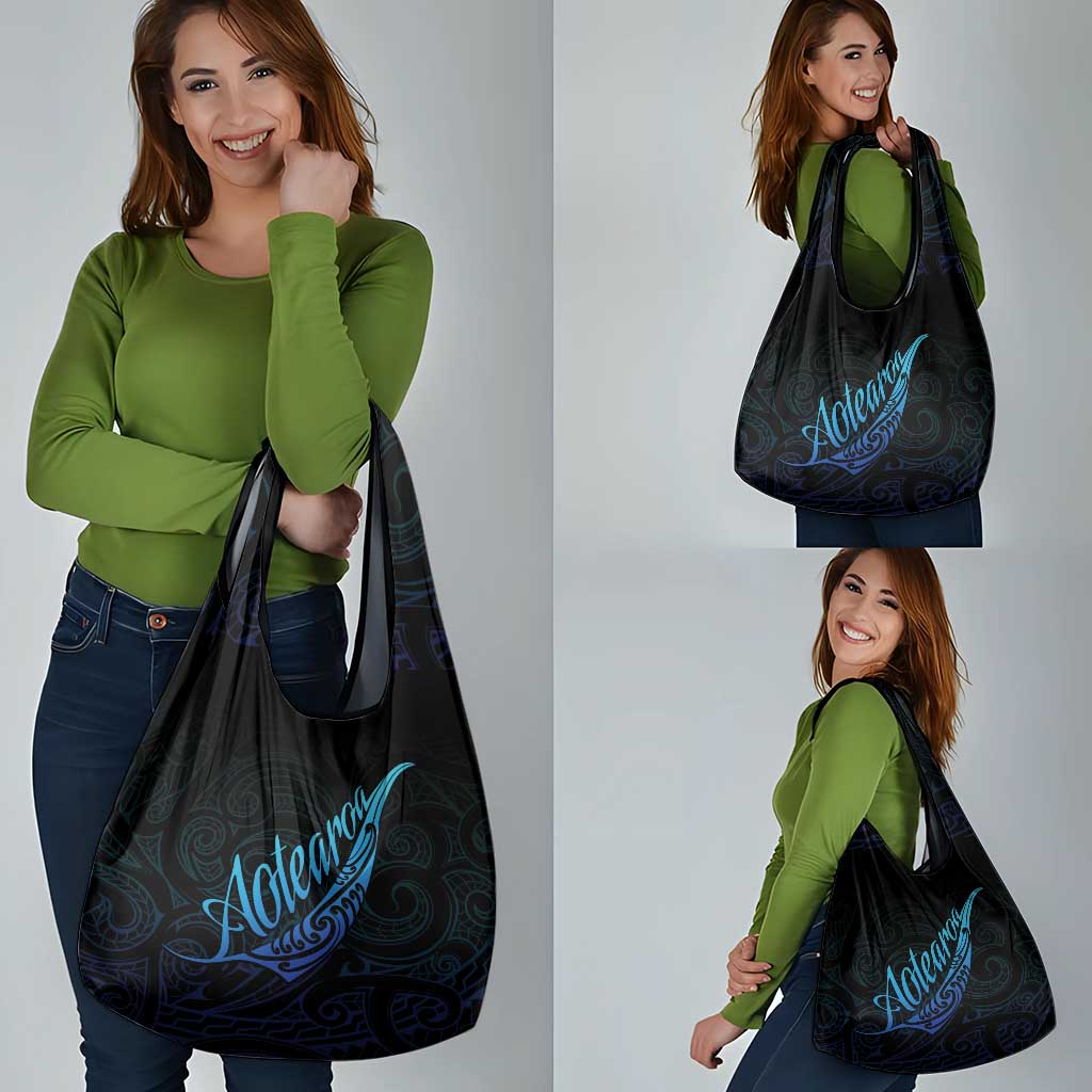 Aotearoa New Zealand Grocery Bag Koru Fern Blue Gradient LT05 - Polynesian Pride
