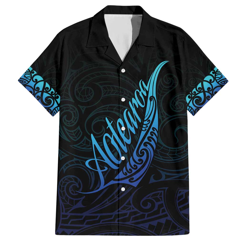 Aotearoa New Zealand Hawaiian Shirt Koru Fern Blue Gradient LT05 Blue - Polynesian Pride