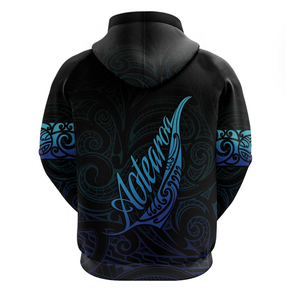 Aotearoa New Zealand Hoodie Koru Fern Blue Gradient LT05 - Polynesian Pride
