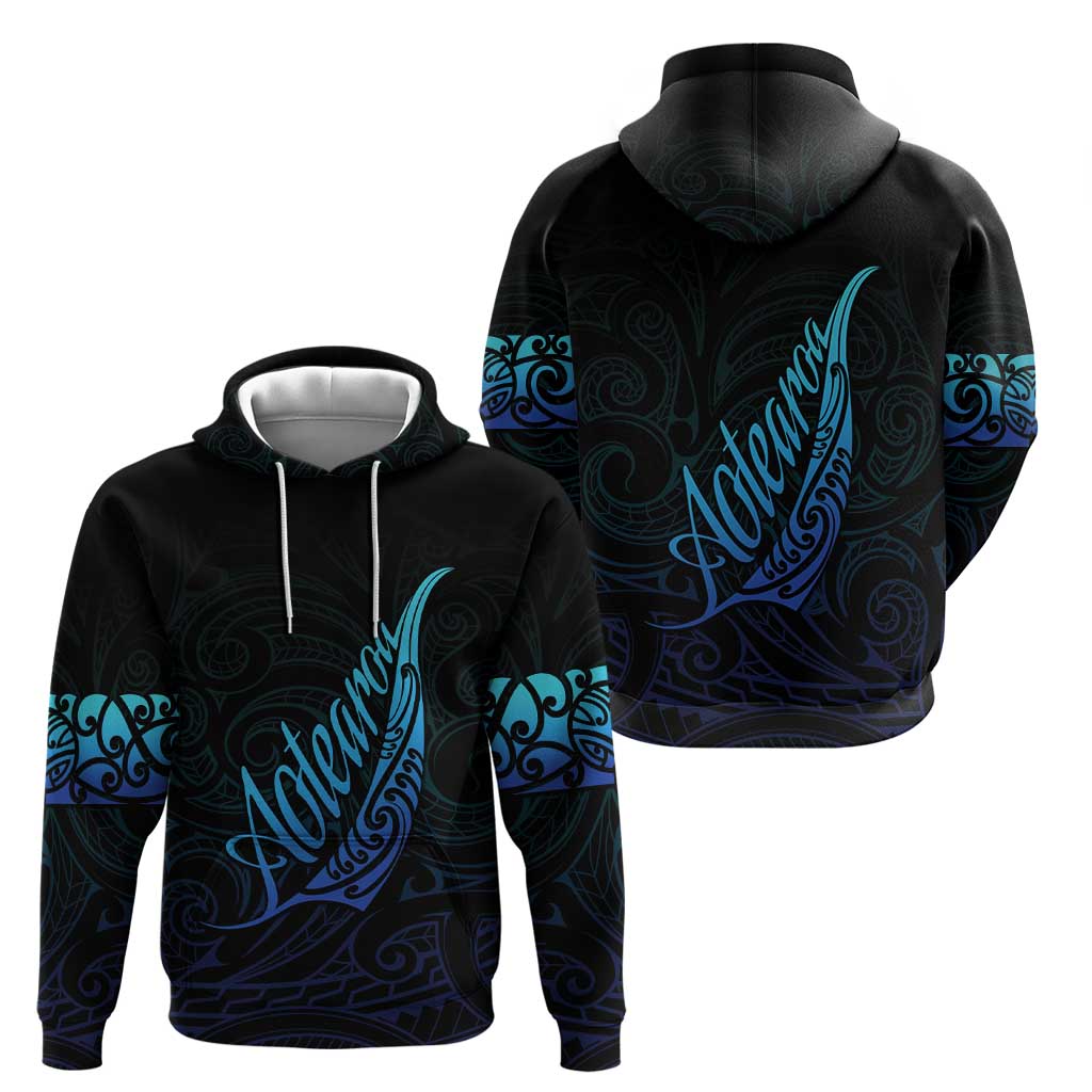 Aotearoa New Zealand Hoodie Koru Fern Blue Gradient LT05 - Polynesian Pride