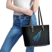 Aotearoa New Zealand Leather Tote Bag Koru Fern Blue Gradient LT05 - Polynesian Pride