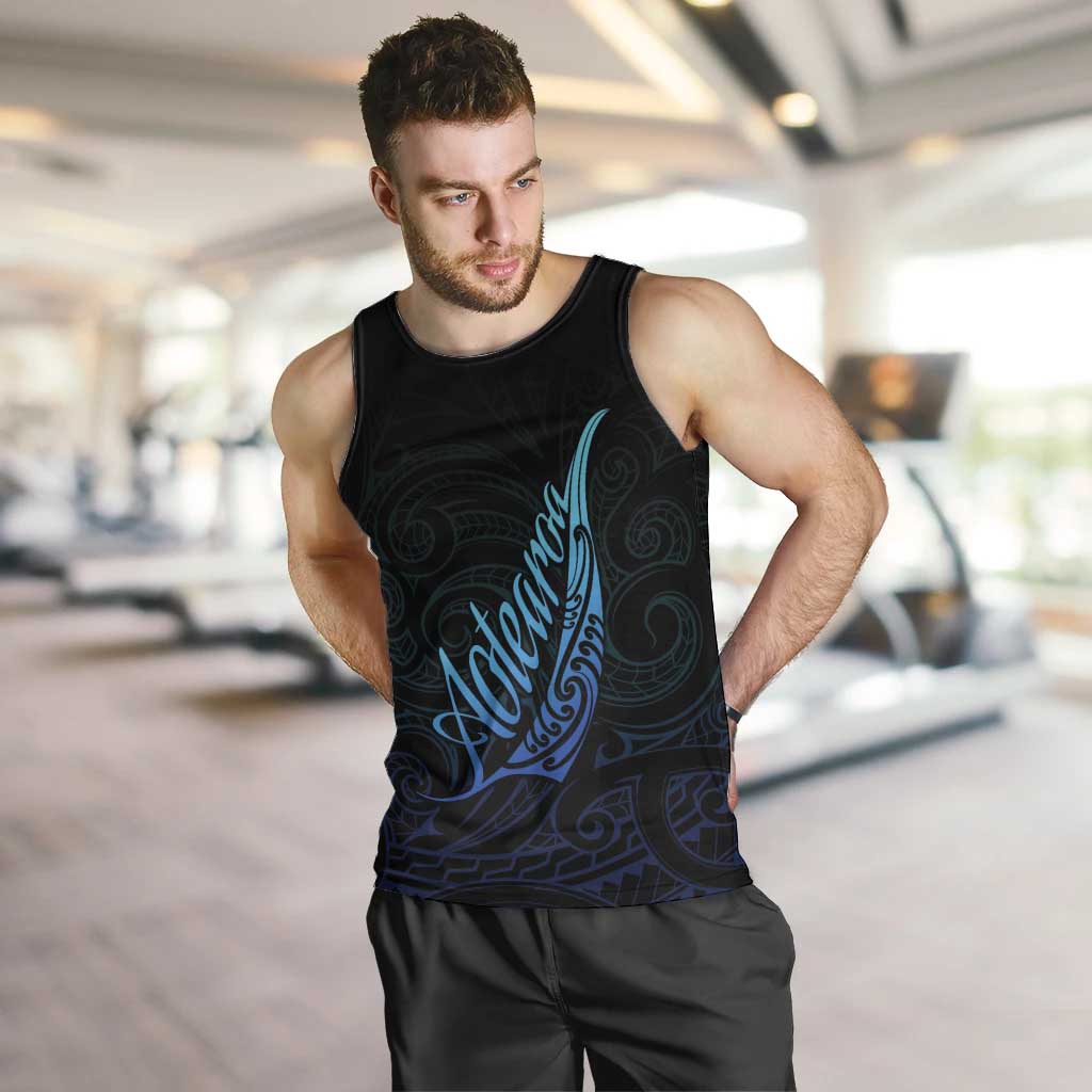 Aotearoa New Zealand Men Tank Top Koru Fern Blue Gradient LT05 Blue - Polynesian Pride