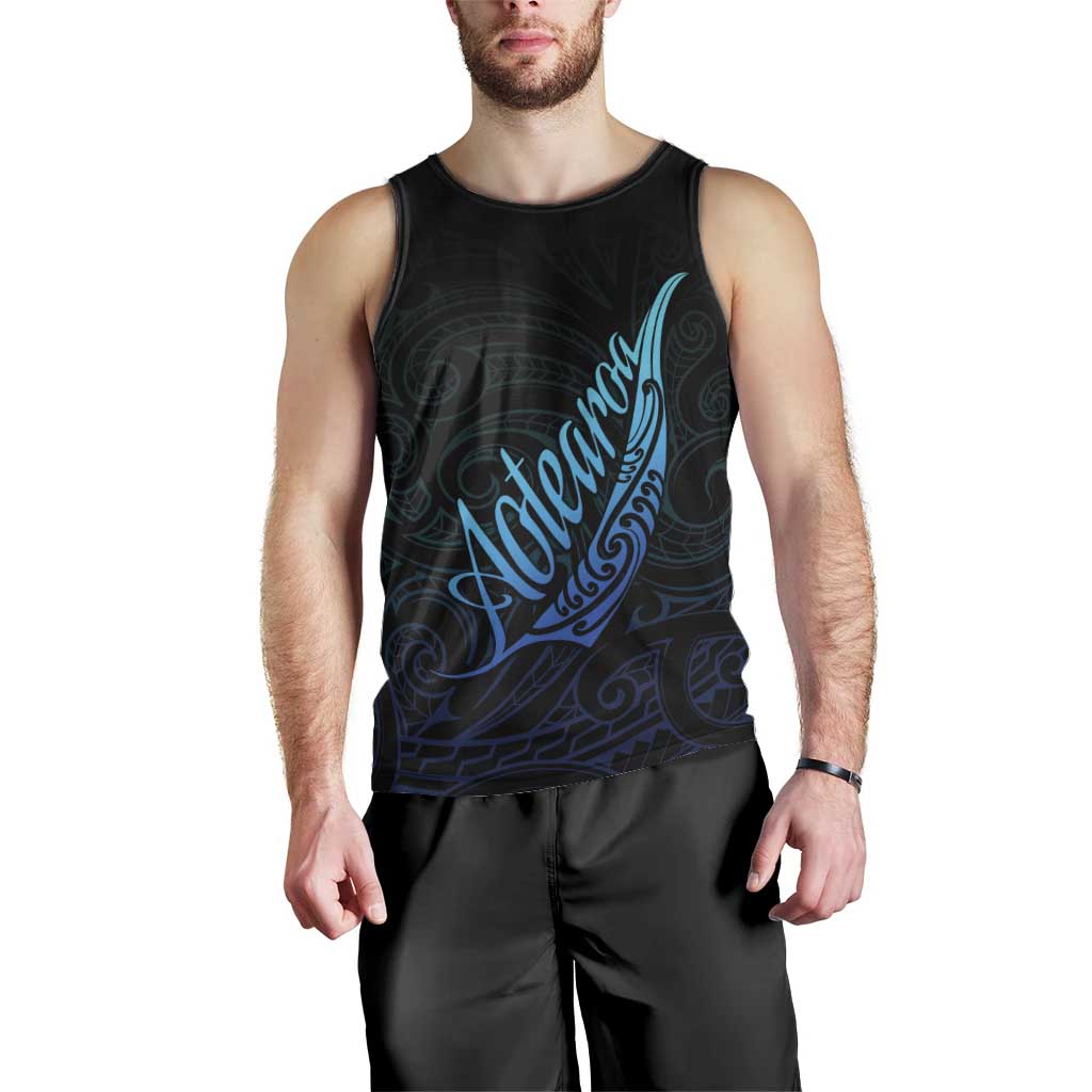 Aotearoa New Zealand Men Tank Top Koru Fern Blue Gradient LT05 - Polynesian Pride