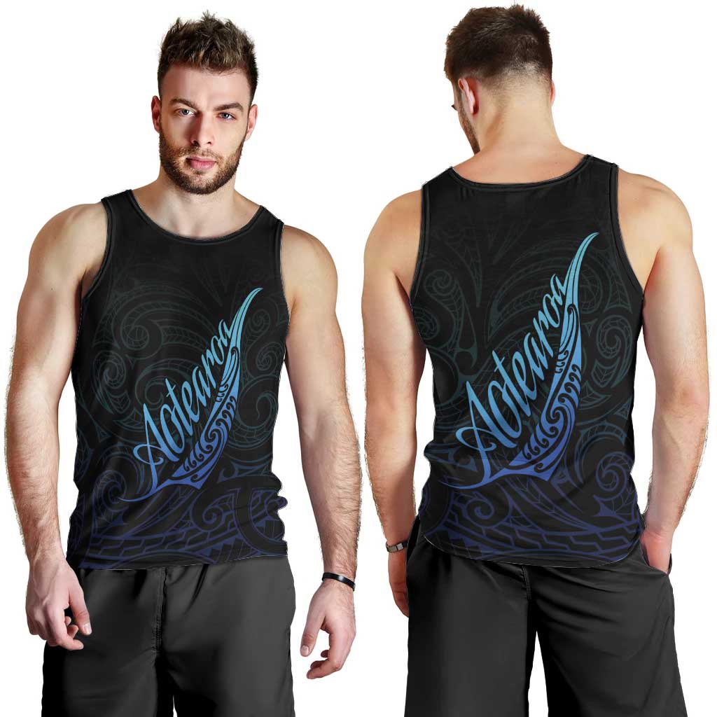 Aotearoa New Zealand Men Tank Top Koru Fern Blue Gradient LT05 - Polynesian Pride