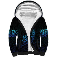 Aotearoa New Zealand Sherpa Hoodie Koru Fern Blue Gradient LT05 Unisex Blue - Polynesian Pride