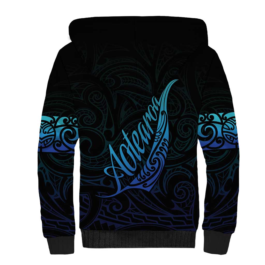 Aotearoa New Zealand Sherpa Hoodie Koru Fern Blue Gradient LT05 - Polynesian Pride