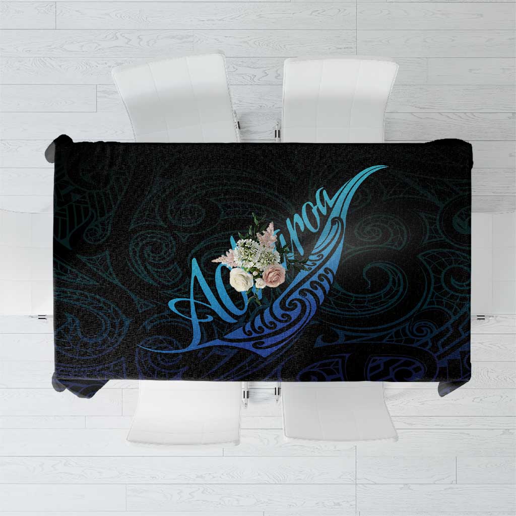 Aotearoa New Zealand Tablecloth Koru Fern Blue Gradient LT05 Blue - Polynesian Pride
