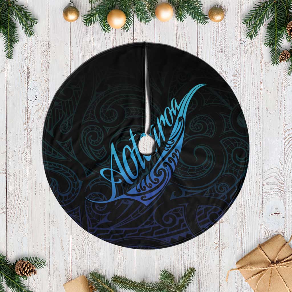 Aotearoa New Zealand Tree Skirt Koru Fern Blue Gradient