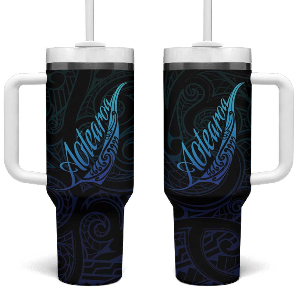 Aotearoa New Zealand Tumbler With Handle Koru Fern Blue Gradient LT05 One Size: 40 oz Blue - Polynesian Pride