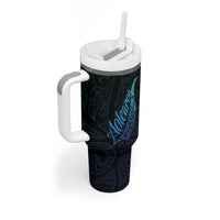 Aotearoa New Zealand Tumbler With Handle Koru Fern Blue Gradient LT05 - Polynesian Pride