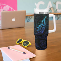 Aotearoa New Zealand Tumbler With Handle Koru Fern Blue Gradient LT05 - Polynesian Pride