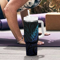 Aotearoa New Zealand Tumbler With Handle Koru Fern Blue Gradient LT05 - Polynesian Pride
