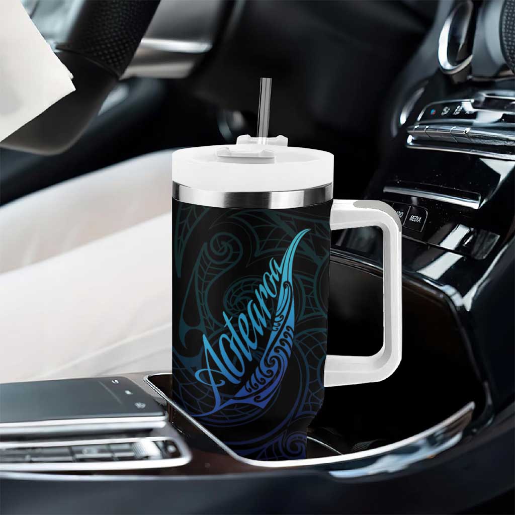 Aotearoa New Zealand Tumbler With Handle Koru Fern Blue Gradient LT05 - Polynesian Pride