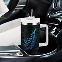 Aotearoa New Zealand Tumbler With Handle Koru Fern Blue Gradient LT05 - Polynesian Pride