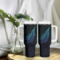 Aotearoa New Zealand Tumbler With Handle Koru Fern Blue Gradient LT05 - Polynesian Pride