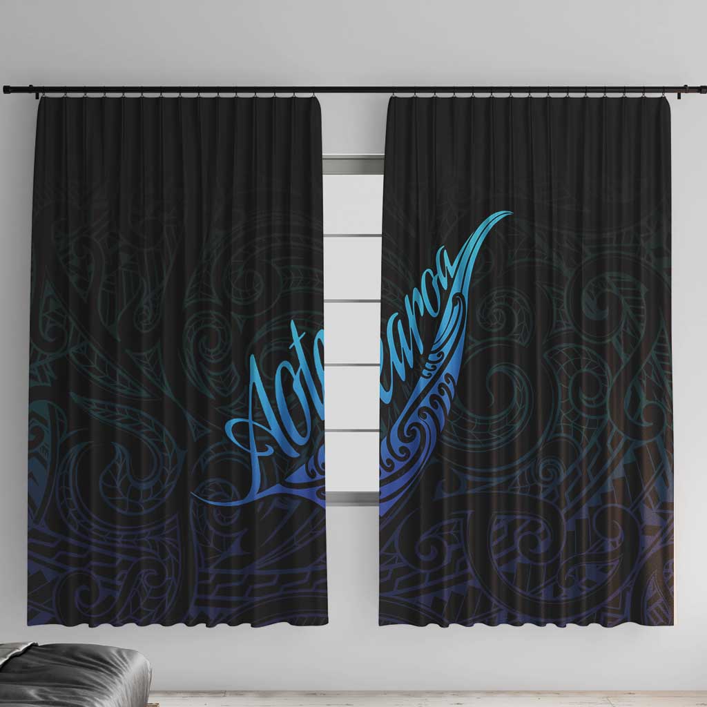 Aotearoa New Zealand Window Curtain Koru Fern Blue Gradient