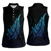 Aotearoa New Zealand Women Sleeveless Polo Shirt Koru Fern Blue Gradient