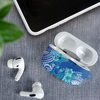 Hawaii Discoverers Day AirPods Case Polynesian Fish Hook With Hibiscus Blue LT05 - Polynesian Pride