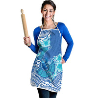 Hawaii Discoverers Day Apron Polynesian Fish Hook With Hibiscus Blue LT05 - Polynesian Pride