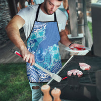 Hawaii Discoverers Day Apron Polynesian Fish Hook With Hibiscus Blue LT05 - Polynesian Pride