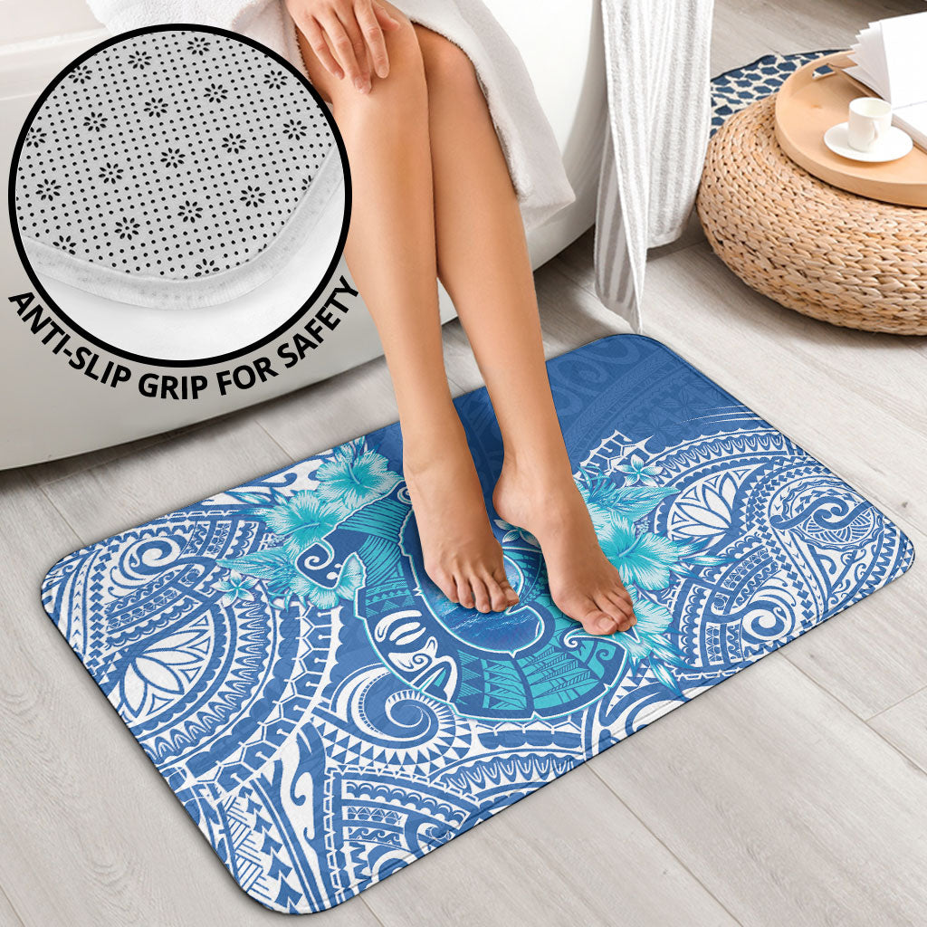 Hawaii Discoverers Day Bathroom Set Polynesian Fish Hook With Hibiscus Blue LT05 - Polynesian Pride