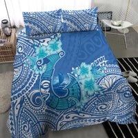 Hawaii Discoverers Day Bedding Set Polynesian Fish Hook With Hibiscus Blue LT05 - Polynesian Pride