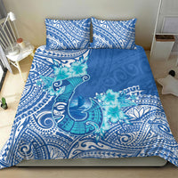 Hawaii Discoverers Day Bedding Set Polynesian Fish Hook With Hibiscus Blue LT05 - Polynesian Pride