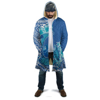 Hawaii Discoverers Day Cloak Polynesian Fish Hook With Hibiscus Blue LT05 - Polynesian Pride