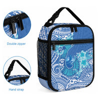 Hawaii Discoverers Day Lunch Bag Polynesian Fish Hook With Hibiscus Blue LT05 - Polynesian Pride