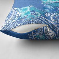 Hawaii Discoverers Day Pillow Cover Polynesian Fish Hook With Hibiscus Blue LT05 - Polynesian Pride