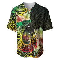 Hawaii Discoverers Day Baseball Jersey Polynesian Fish Hook With Hibiscus Reggae LT05 Reggae - Polynesian Pride