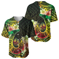 Hawaii Discoverers Day Baseball Jersey Polynesian Fish Hook With Hibiscus Reggae LT05 - Polynesian Pride
