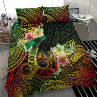 Hawaii Discoverers Day Bedding Set Polynesian Fish Hook With Hibiscus Reggae LT05 - Polynesian Pride