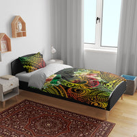 Hawaii Discoverers Day Bedding Set Polynesian Fish Hook With Hibiscus Reggae LT05 - Polynesian Pride