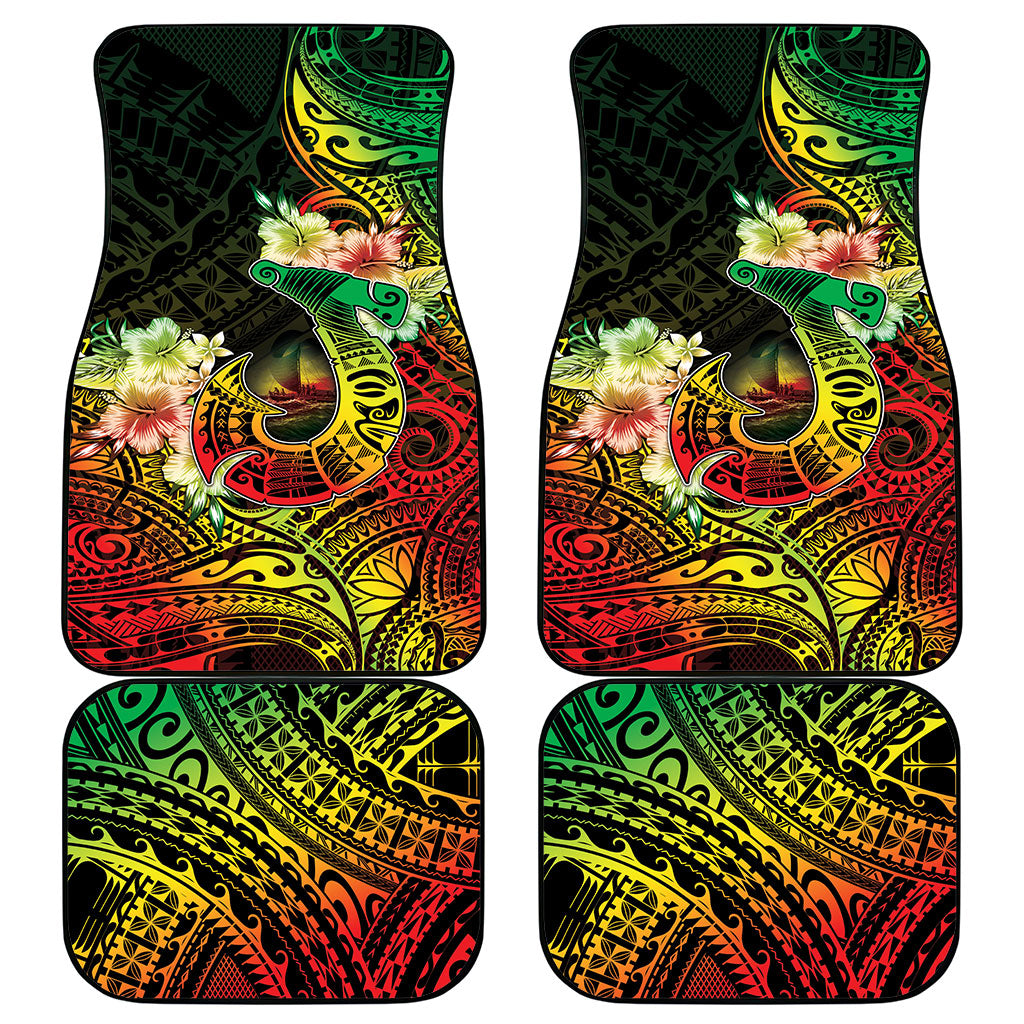 Hawaii Discoverers Day Car Mats Polynesian Fish Hook With Hibiscus Reggae LT05 - Polynesian Pride