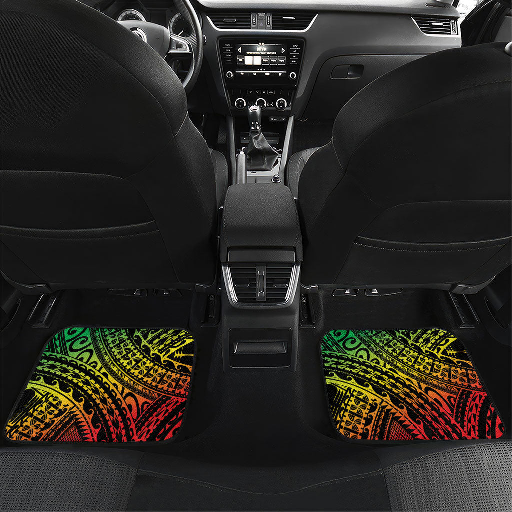 Hawaii Discoverers Day Car Mats Polynesian Fish Hook With Hibiscus Reggae LT05 Set 2pcs - Back Reggae - Polynesian Pride