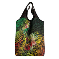 Hawaii Discoverers Day Grocery Bag Polynesian Fish Hook With Hibiscus Reggae LT05 - Polynesian Pride