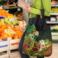 Hawaii Discoverers Day Grocery Bag Polynesian Fish Hook With Hibiscus Reggae LT05 - Polynesian Pride