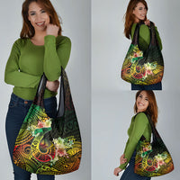 Hawaii Discoverers Day Grocery Bag Polynesian Fish Hook With Hibiscus Reggae LT05 - Polynesian Pride