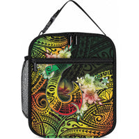 Hawaii Discoverers Day Lunch Bag Polynesian Fish Hook With Hibiscus Reggae