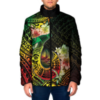 Hawaii Discoverers Day Padded Jacket Polynesian Fish Hook With Hibiscus Reggae LT05 Men Reggae - Polynesian Pride