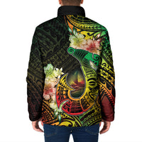 Hawaii Discoverers Day Padded Jacket Polynesian Fish Hook With Hibiscus Reggae LT05 - Polynesian Pride